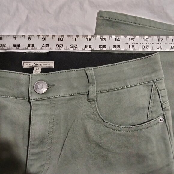 G.H Bass & Co Womens Chino Pants Size 14( 34x27) Green Stretch Casual Mid Rise - Picture 2 of 6